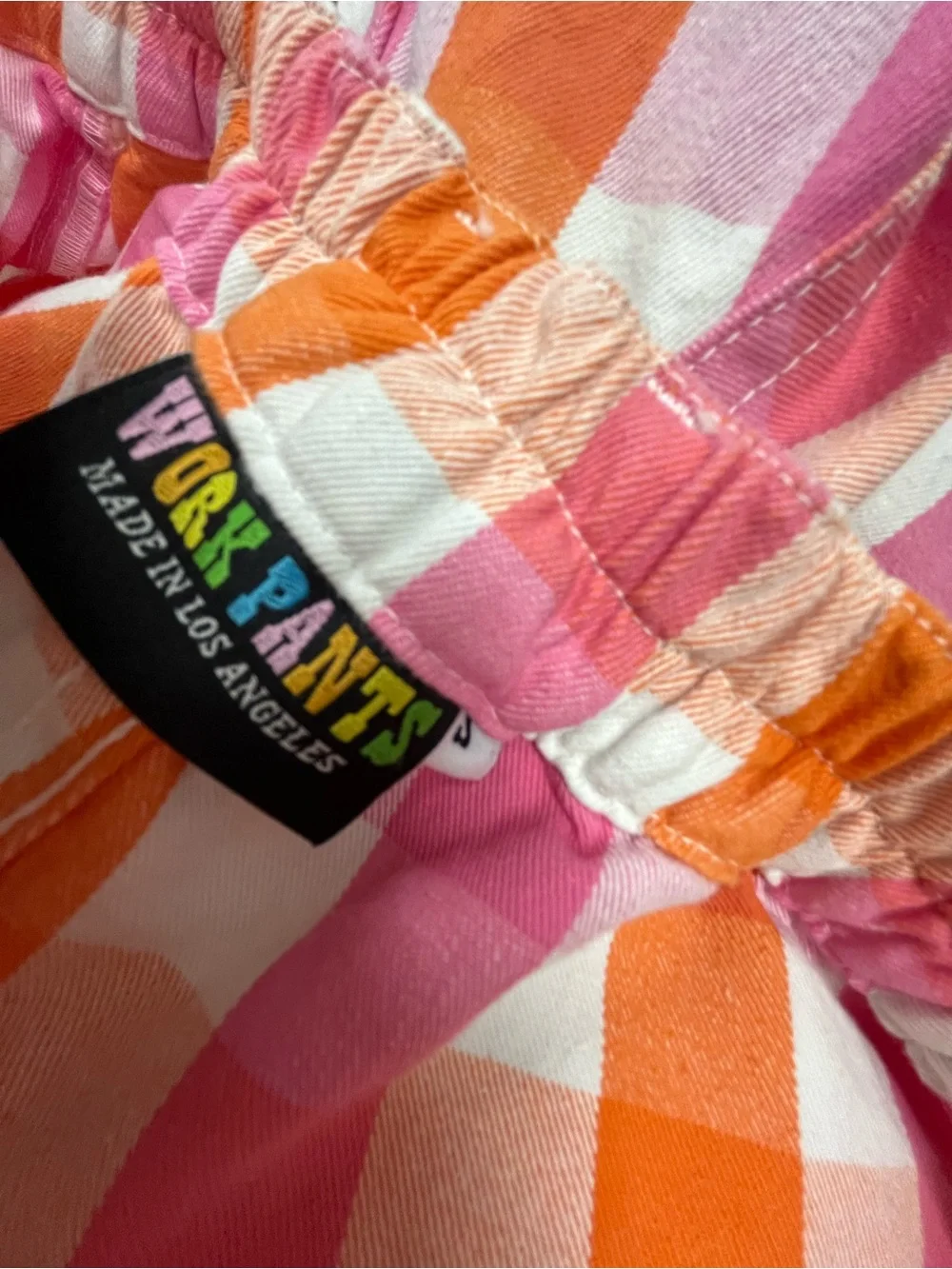 Big Bud Press Work Pants Shorts Blue Pink Orange Check S